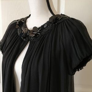 Anthro Nanette Lepore beaded top black S